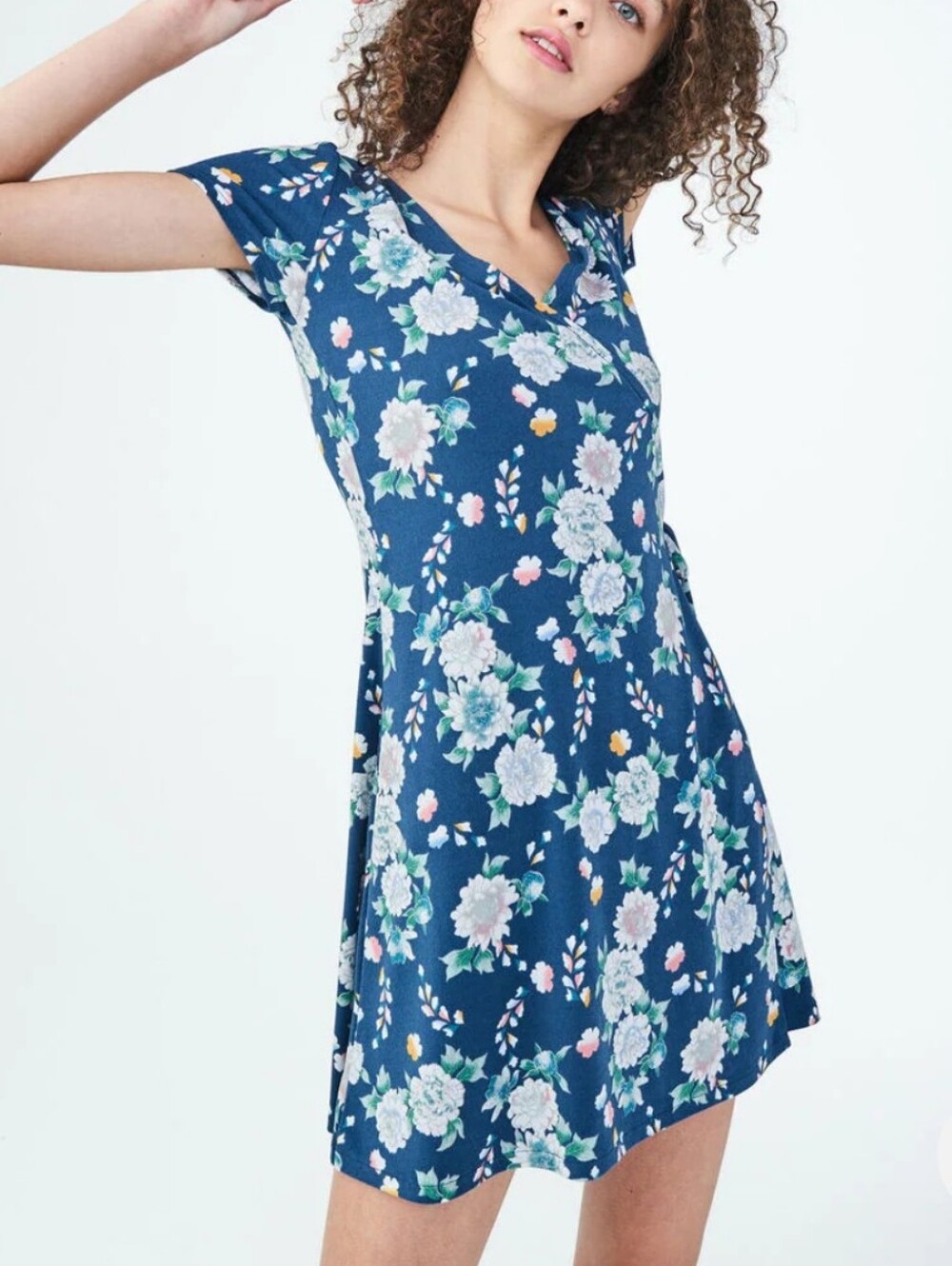 Aeropostale Blue Floral Wrap Front Mini Dress Size Medium
